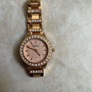 Fossil Women's Rose Gold Watch with Crystal Detailing